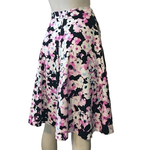 ADRIENNE Vittadini Floral Skirt A-line Full Skater with Pockets - Picture 3 of 12